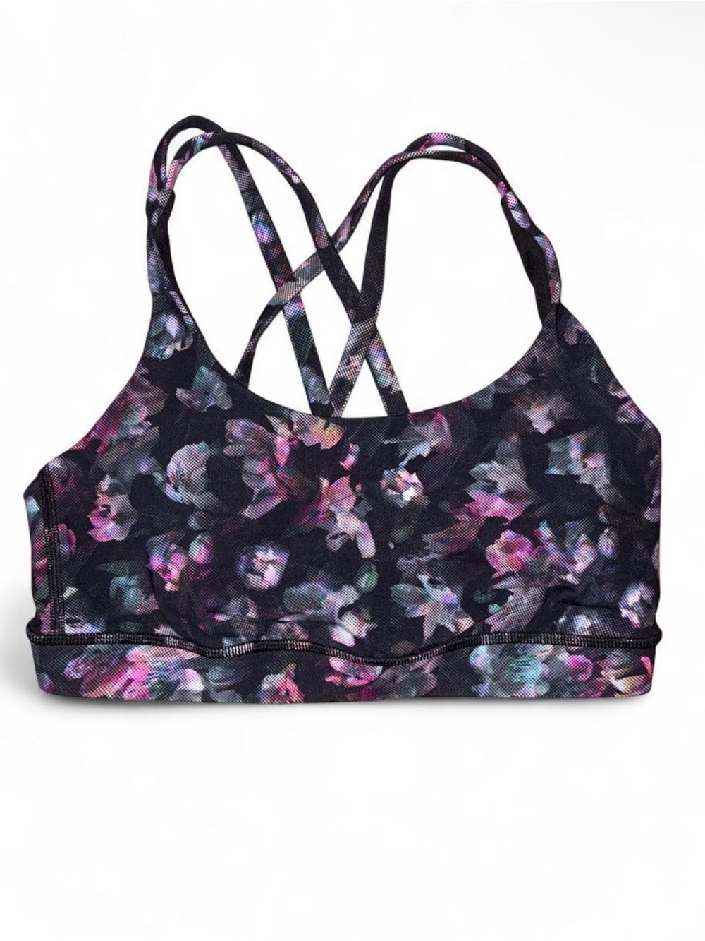 lululemon athletica Floral Crisscross Sports Bra - Black & Pink